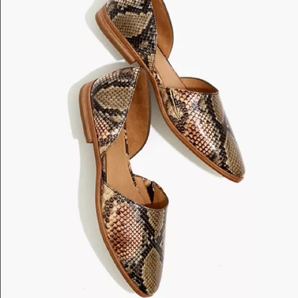 Madewell Marisa D’Orsay Flat in Snake Embossed Leather